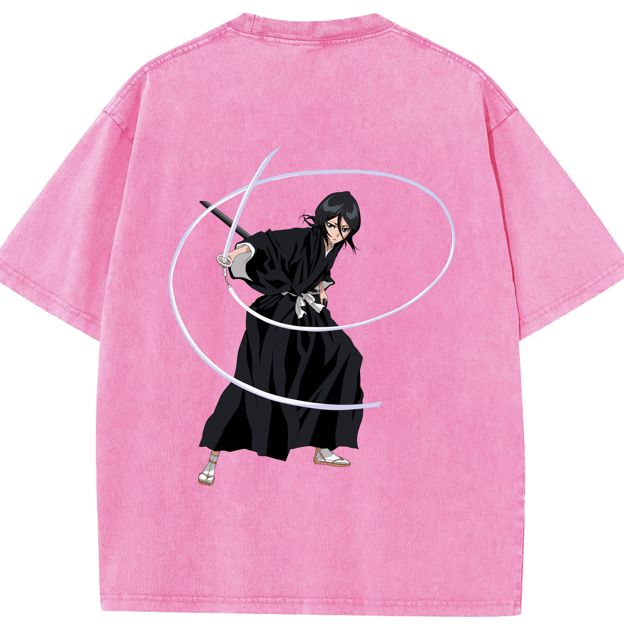 （画像用） ブリーチ 朽木ルキア BLEACH Kuchiki Rukia 綿100% ヴィンテージ風 半袖Tシャツ（背面プリント）